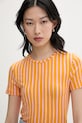 Marimekko T-shirt damski z lyocellem pomarańczowy 095530