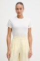 Sisley majica za žene s lanom bijela 3Q8AL108V