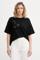 Sisley t-shirt da donna in cotone con elastan nero 3FOLL108Z