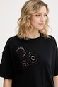 Sisley t-shirt da donna in cotone con elastan nero 3FOLL108Z