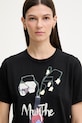 MUNTHE t-shirt damski bawełniany BILCIS czarny 261113126160