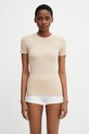 MM6 Maison Margiela T-shirt bieliźniany damski z bawełną beżowy MKM300040