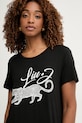 Liu Jo T-shirt damski z wiskozy czarny VA6168.JS360