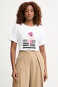 Liu Jo T-shirt damski bawełniany z elastanem biały VA6170.JS003