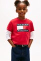 Tommy Hilfiger t-shirt bawełniany dziecięcy z elastanem czerwony KG0KG09289.116.122.PPY2