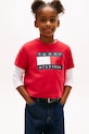 Tommy Hilfiger t-shirt bawełniany dziecięcy z elastanem czerwony KG0KG09289.116.122.PPY2