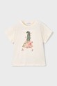 Mayoral t-shirt bawełniany dziecięcy nadruk beżowy 3011.6H.Mini.PPY2