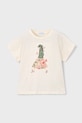 Mayoral t-shirt bawełniany dziecięcy nadruk beżowy 3011.6H.Mini.PPY2