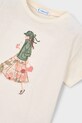 Dziewczynka Mayoral t-shirt bawełniany dziecięcy 3011.6H.Mini.PPY2 beżowy