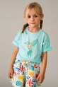 Mayoral t-shirt bawełniany dziecięcy nadruk turkusowy 3016.6K.Mini.PPY2