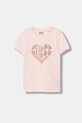 Guess t-shirt dziecięcy z elastanem różowy J5RI46.J1314.PPY2