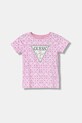 Guess t-shirt dziecięcy z elastanem różowy K6RI06.K6YW4.PPY2