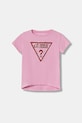 Guess t-shirt dziecięcy aplikacja różowy K6RI10.K6YW4.PPY2