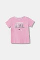 Guess t-shirt dziecięcy z elastanem różowy K6RI11.K6YW4.PPY2