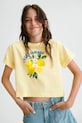 Mayoral t-shirt bawełniany dziecięcy nadruk żółty 6009.8F.Junior.PPY2