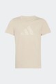 adidas t-shirt bawełniany dziecięcy KG0103 beżowy SS26