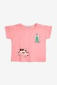 Bobo Choses t-shirt bawełniany niemowlęcy Farm Adventure 126AB010 różowy SS26