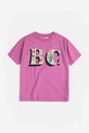 Bobo Choses t-shirt bawełniany dziecięcy Spring Letters 126AC007 fioletowy SS26