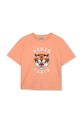 Παιδικό βαμβακερό μπλουζάκι Kenzo Kids στάμπα πορτοκαλί K61804.86.108