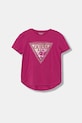 Guess t-shirt bawełniany dziecięcy aplikacja różowy J6GI13.K6YW4.PPY2.M