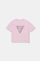 Guess t-shirt dziecięcy bawełniany z elastanem różowy J6GI24.K6YW4.PPY2.M