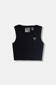 Guess crop top dziecięcy z wiskozy czarny J6GI36.K8RT2.PPY2.M