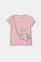 Guess t-shirt dziecięcy z elastanem różowy K6GI06.K6YW4.PPY2.M
