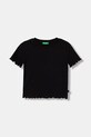 United Colors of Benetton t-shirt basic dziecięcy bawełniany z elastanem czarny 3F1EC10N4.G.Stagionale