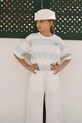 Tinycottons t-shirt bawełniany dziecięcy STRIPES KNIT TEE wzorzyste niebieski SS26.077