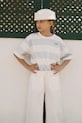 Tinycottons t-shirt bawełniany dziecięcy STRIPES KNIT TEE wzorzyste niebieski SS26.077