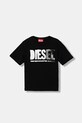 Diesel t-shirt bawełniany dziecięcy THIDE OVER T-SHIRT nadruk czarny J02587.0GRAI