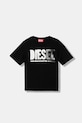 Diesel t-shirt bawełniany dziecięcy THIDE OVER T-SHIRT nadruk czarny J02587.0GRAI