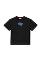 Diesel t-shirt bawełniany dziecięcy TLOGY OVER T-SHIRT aplikacja czarny J02590.0GRAI