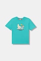 Otroška bombažna kratka majica adidas TERREX Okrogel turkizna JZ3588