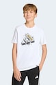 Παιδικό βαμβακερό μπλουζάκι adidas λευκό KA0531