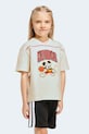 adidas t-shirt oversize dziecięcy z bawełną DISNEY beżowy JZ7673