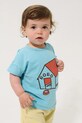 Bobo Choses t-shirt bawełniany niemowlęcy Pickles is at Home nadruk niebieski 126AB013