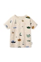 Liewood t-shirt bawełniany dziecięcy Apia Printed Shortsleeve T-shirt wzorzyste beżowy LW20670.PPY2