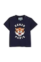 Παιδικό βαμβακερό μπλουζάκι Kenzo Kids στάμπα σκούρο μπλε K61718.86.102