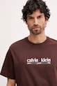 Calvin Klein Jeans t-shirt bawełniany brązowy LV14RE831G