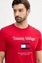 Tommy Hilfiger t-shirt bawełniany czerwony MW0MW42736