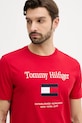 Tommy Hilfiger t-shirt bawełniany czerwony MW0MW42736