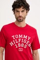 Tommy Hilfiger t-shirt bawełniany czerwony MW0MW41470