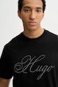 Bombažna kratka majica HUGO Dalent črna 50557058