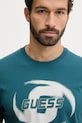 Guess t-shirt bawełniany LOKNI turkusowy Z6RI09.I3Z14