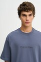 Βαμβακερό μπλουζάκι Calvin Klein σκούρο μπλε LV040HM228