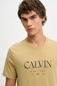 Calvin Klein t-shirt bawełniany beżowy LV04RE807G