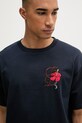 Drôle de Monsieur D Hibiscus Broddée t-shirt męski bawełniany granatowy K.TS316.CO248.NY