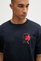 Drôle de Monsieur D Hibiscus Broddée t-shirt męski bawełniany granatowy K.TS316.CO248.NY
