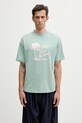 Drôle de Monsieur Slogan Palmiers T-shirt bawełniany męski turkusowy K.TS297.CO002.WG